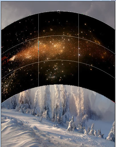Christmas night, new year card, flying Santa Claus, fairy christmas landscape, snow scene, christmas trees, iceberg, night stars, moon light, santa's deers, christmas sleigh.